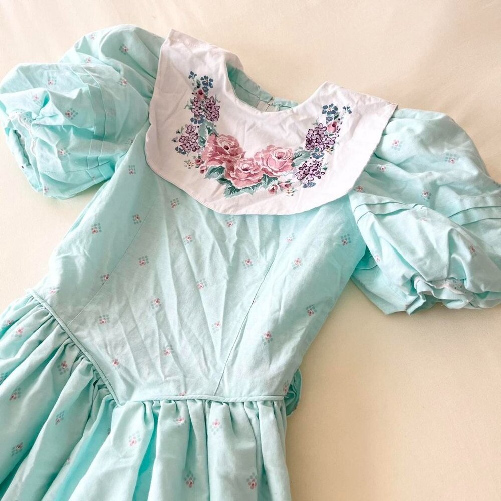 Vintage 1980s Daisy's Kingdom Cottagecore‎ Puff Sleeve Dress Size XS